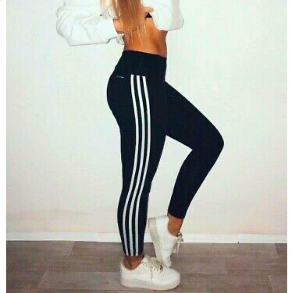 Adidas 3 Stripe High Rise Leggings sz S
